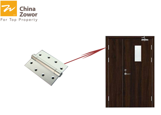 Steel Insulated Fire Door With Vision Panel /Walnut Wood Grain Finish/ Customized Color